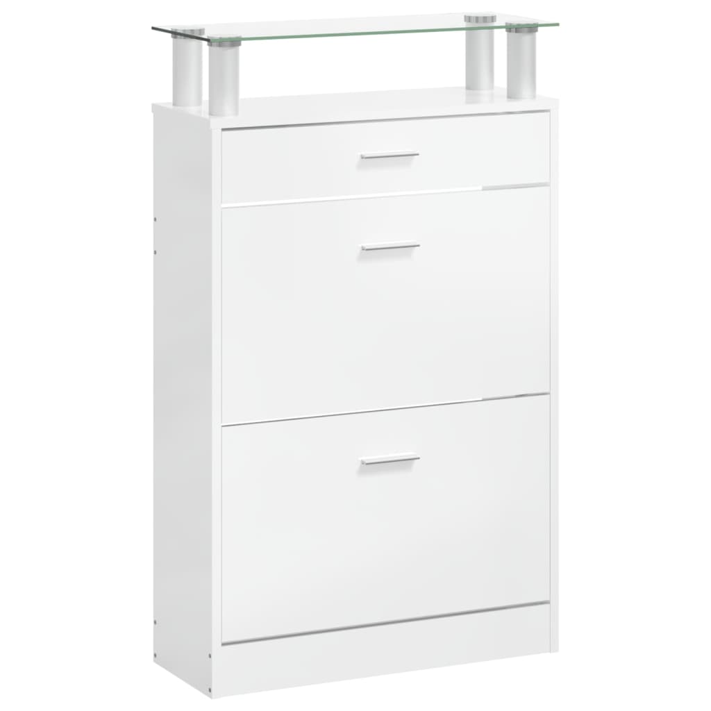 skoreol 63x24x104 cm konstrueret træ hvid højglans