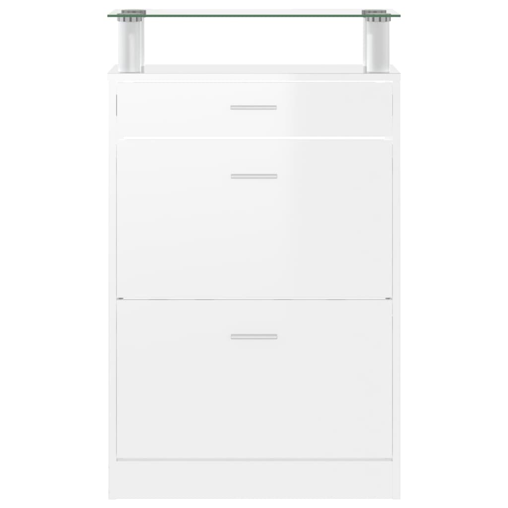 skoreol 63x24x104 cm konstrueret træ hvid højglans
