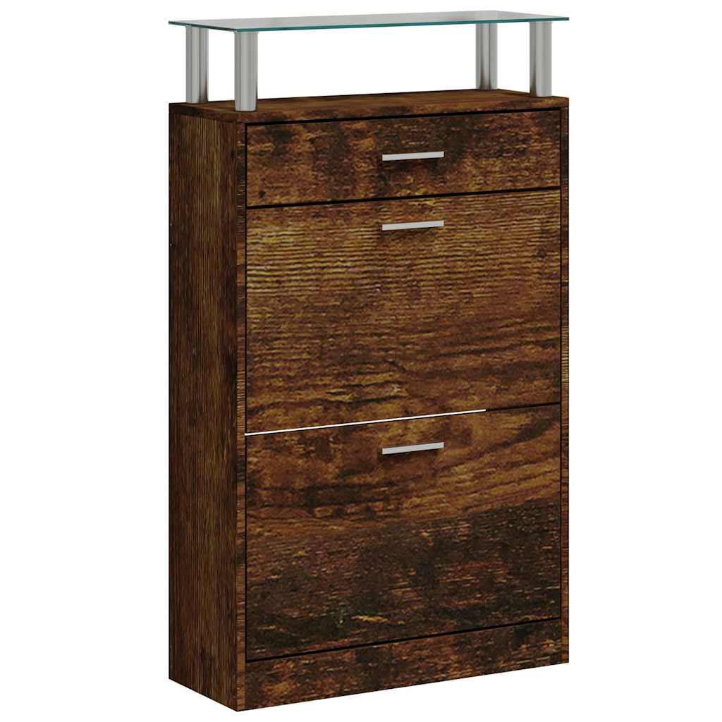 skoskab 63x24x104 cm konstrueret træ røget egetræsfarve