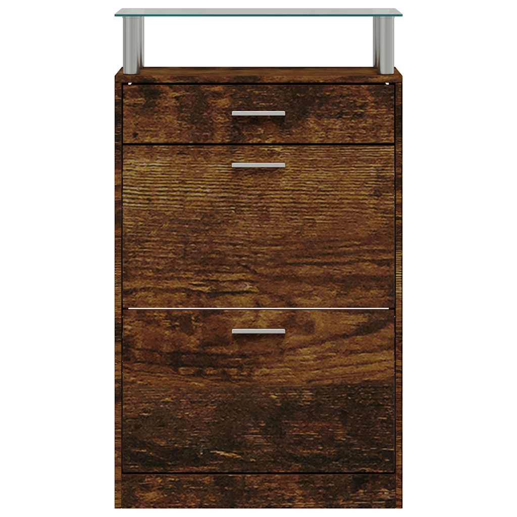 skoskab 63x24x104 cm konstrueret træ røget egetræsfarve