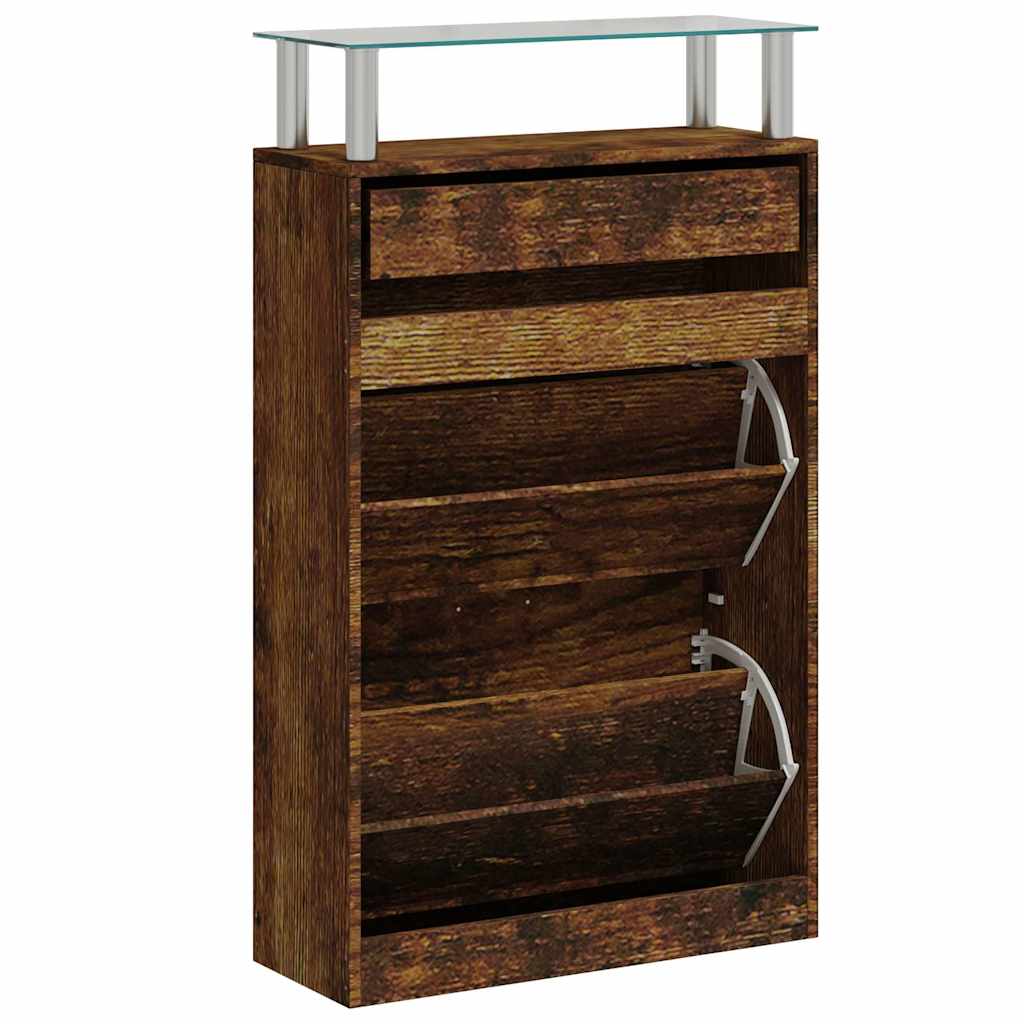 skoskab 63x24x104 cm konstrueret træ røget egetræsfarve