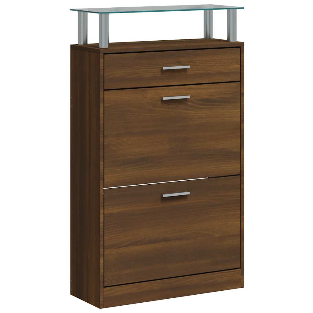 skoskab 63x24x104 cm konstrueret træ brun egetræsfarve