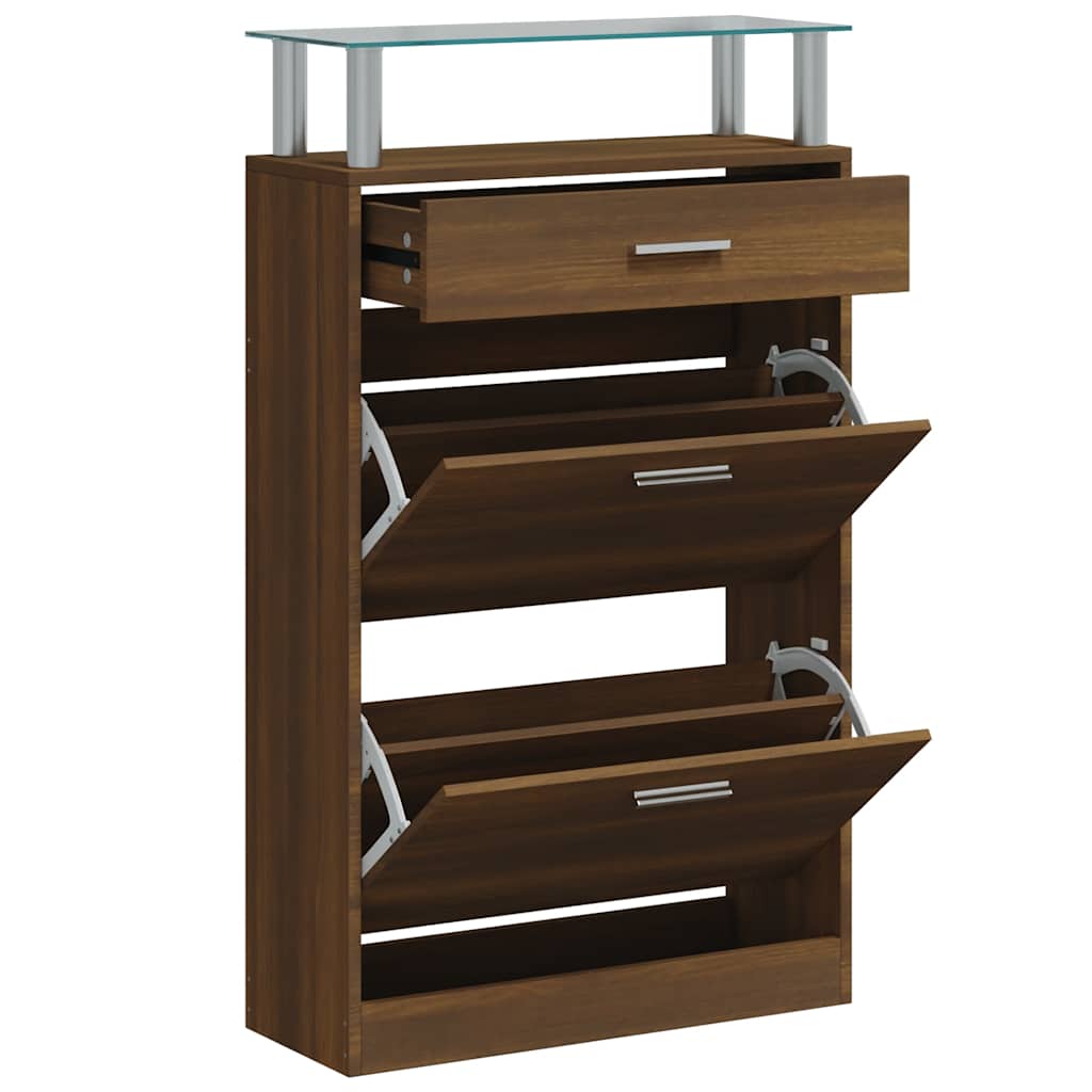 skoskab 63x24x104 cm konstrueret træ brun egetræsfarve