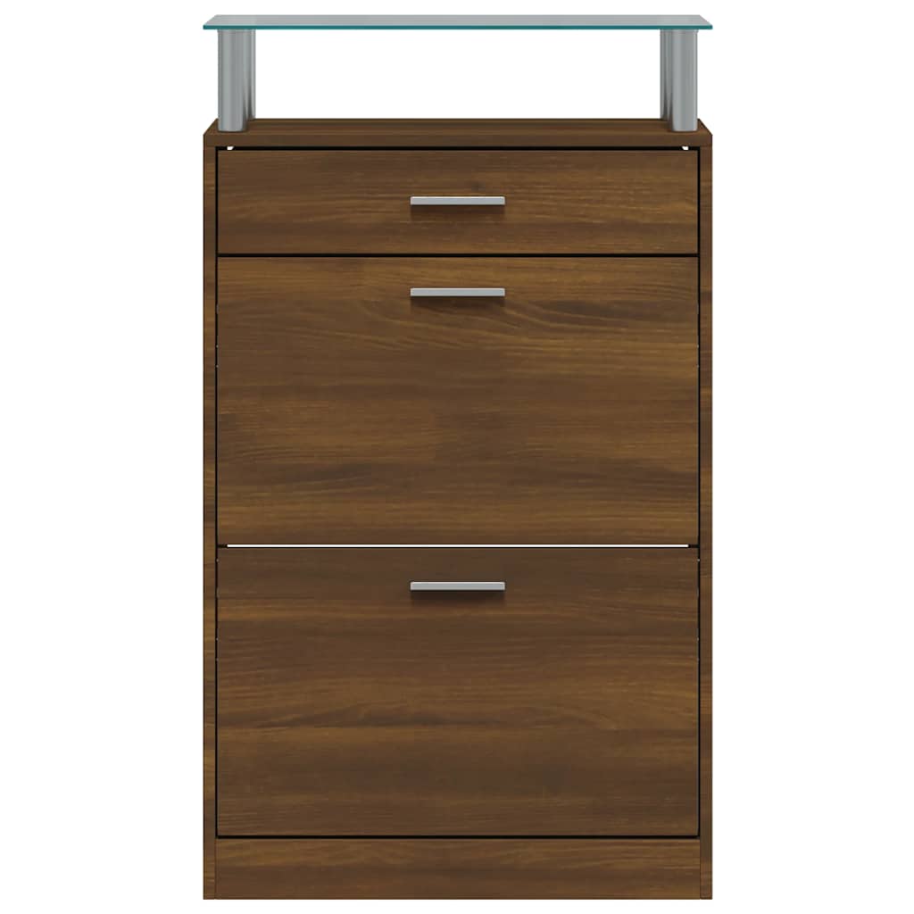 skoskab 63x24x104 cm konstrueret træ brun egetræsfarve