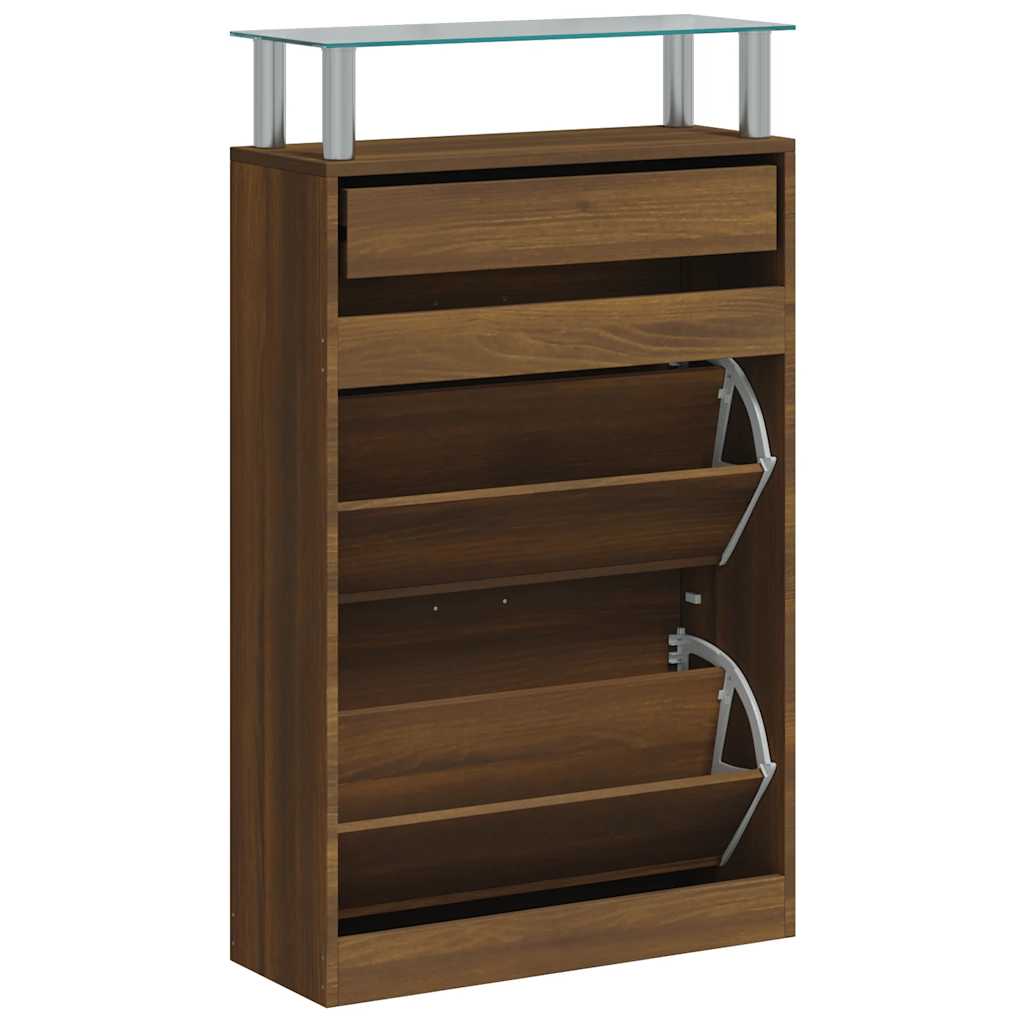 skoskab 63x24x104 cm konstrueret træ brun egetræsfarve