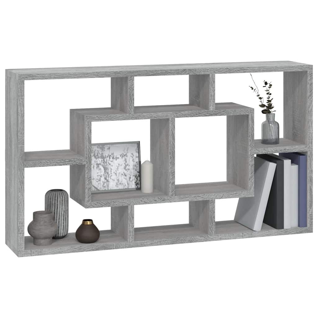 væghylde 8 rum grå sonoma-eg
