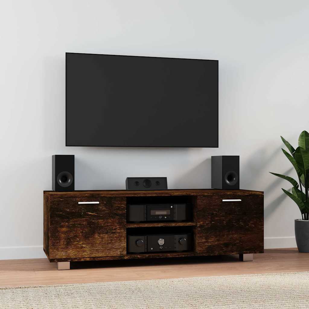 tv-bord 120x40,5x35 cm konstrueret træ røget egetræ