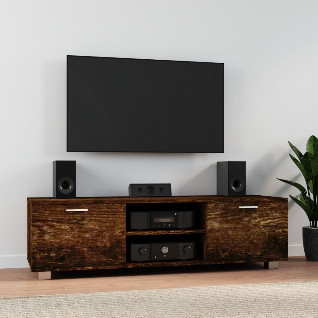 tv-bord 140x40,5x35 cm konstrueret træ røget egetræ