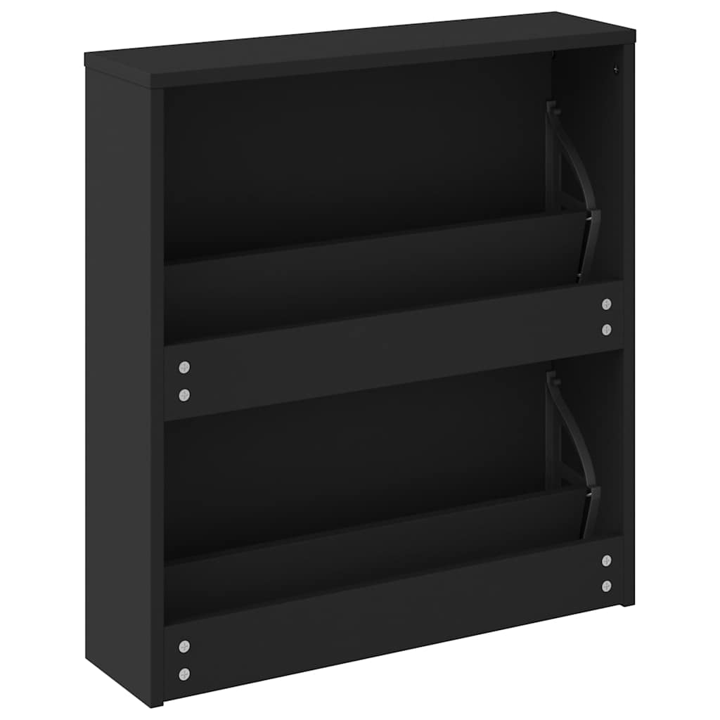 skoskab med spejl 2 hylder 63x17x67 cm sort