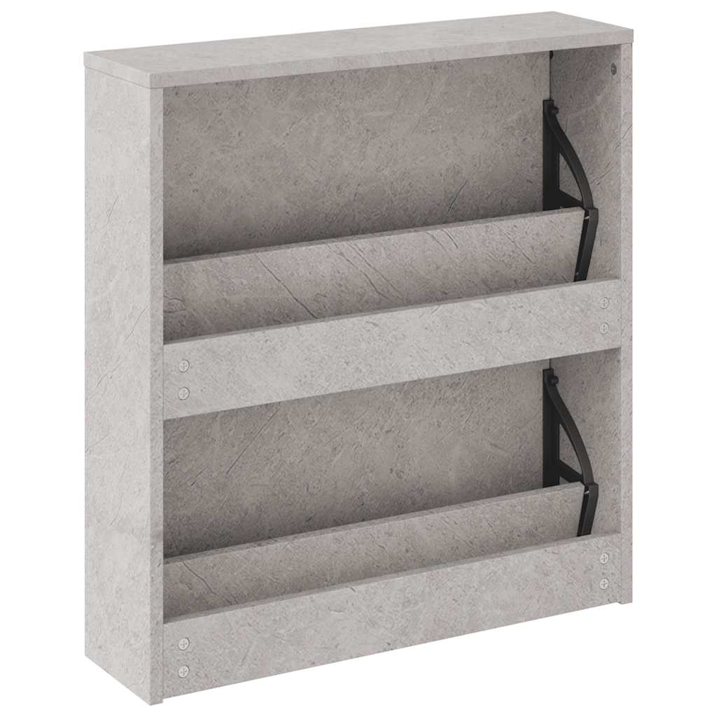 skoskab med spejl 2 hylder 63x17x67 cm betongrå