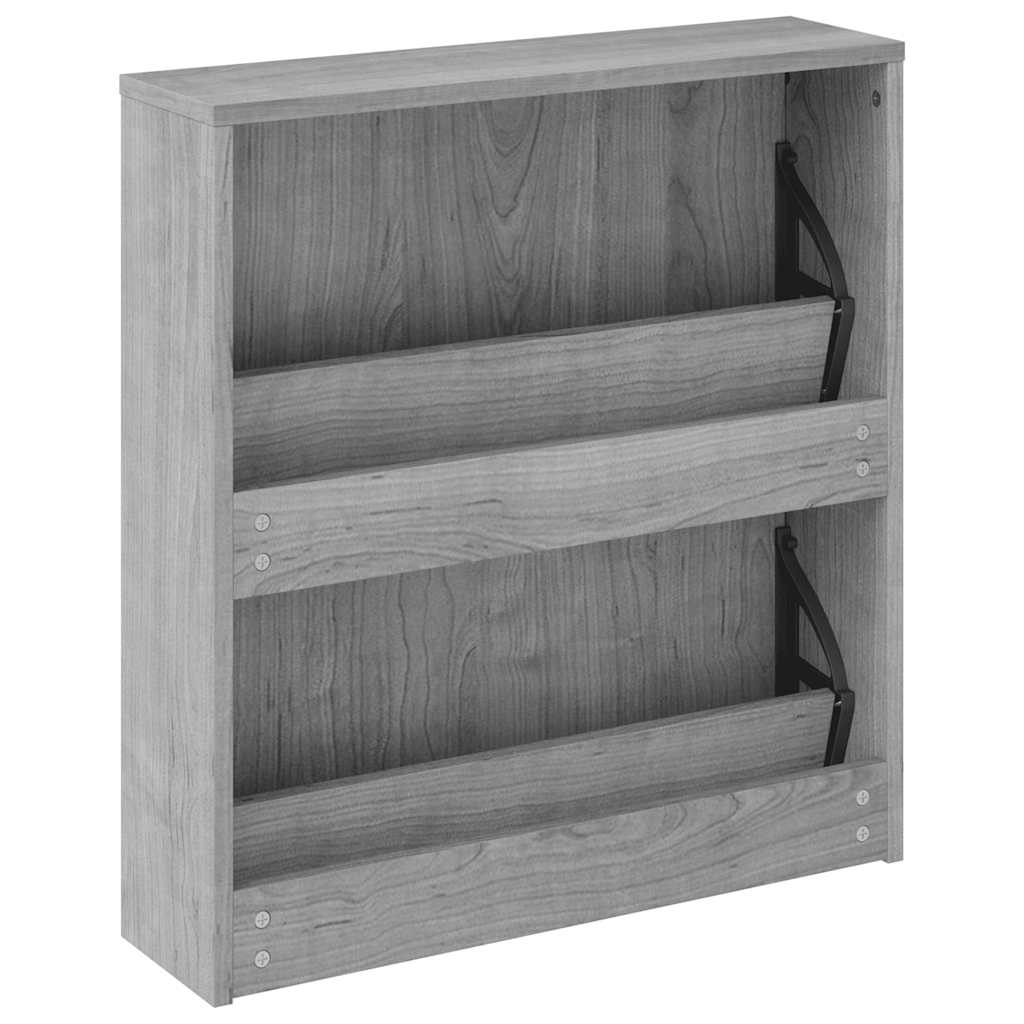 skoskab med spejl 2 hylder 63x17x67 cm grå sonoma-eg