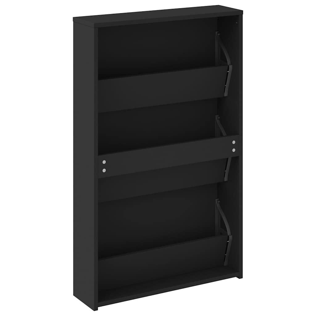 skoskab med spejl 3-lags sort 63x17x102,5 cm