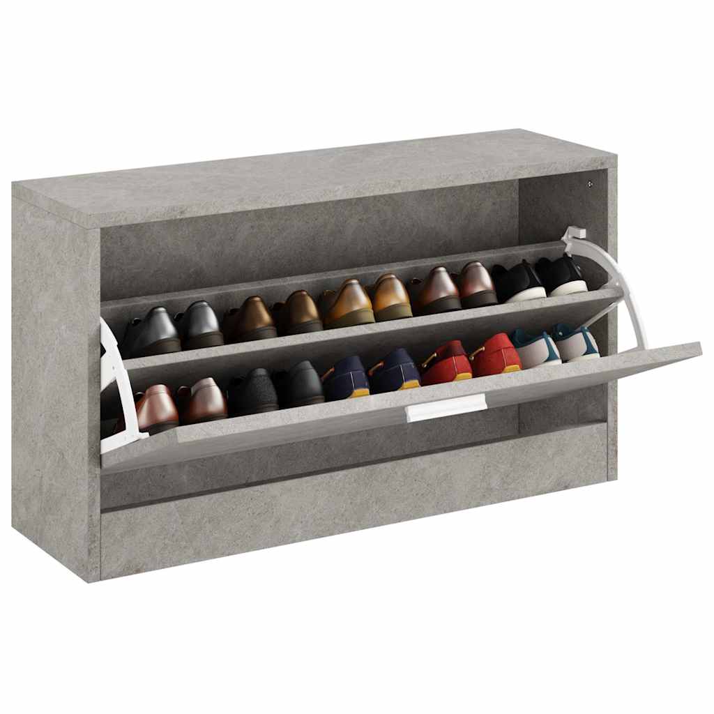 skobænk 80x24x45 cm konstrueret træ betongrå