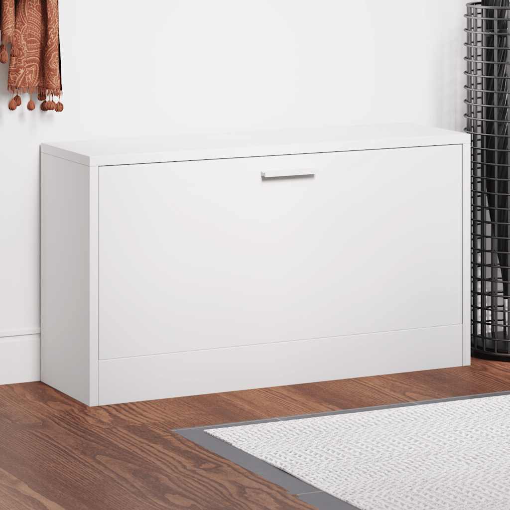 skobænk højglans hvid 80x24x45 cm konstrueret træ