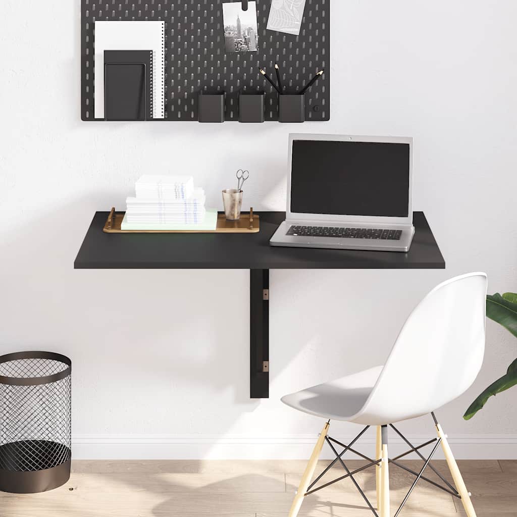 væghængt klapbord 100x60x56 cm konstrueret træ sort