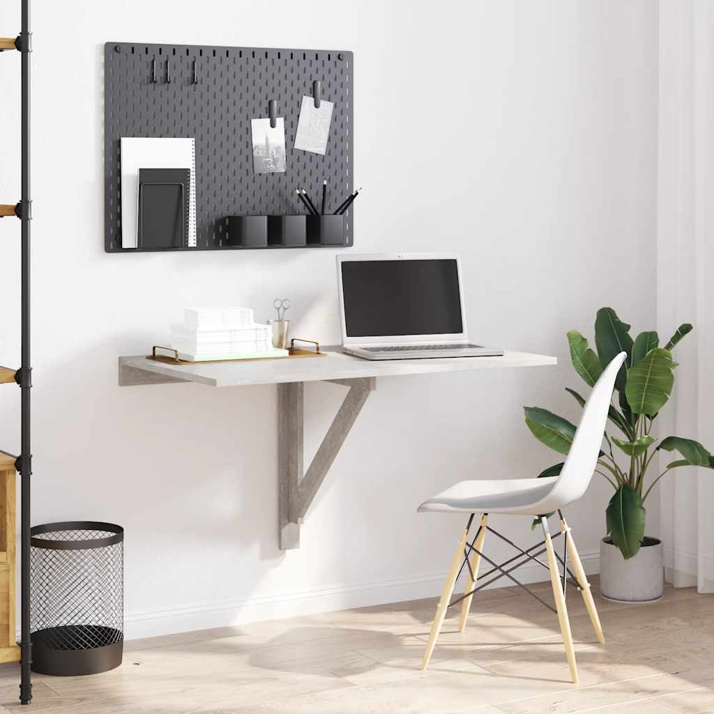væghængt klapbord 100x60x56 cm konstrueret træ betongrå