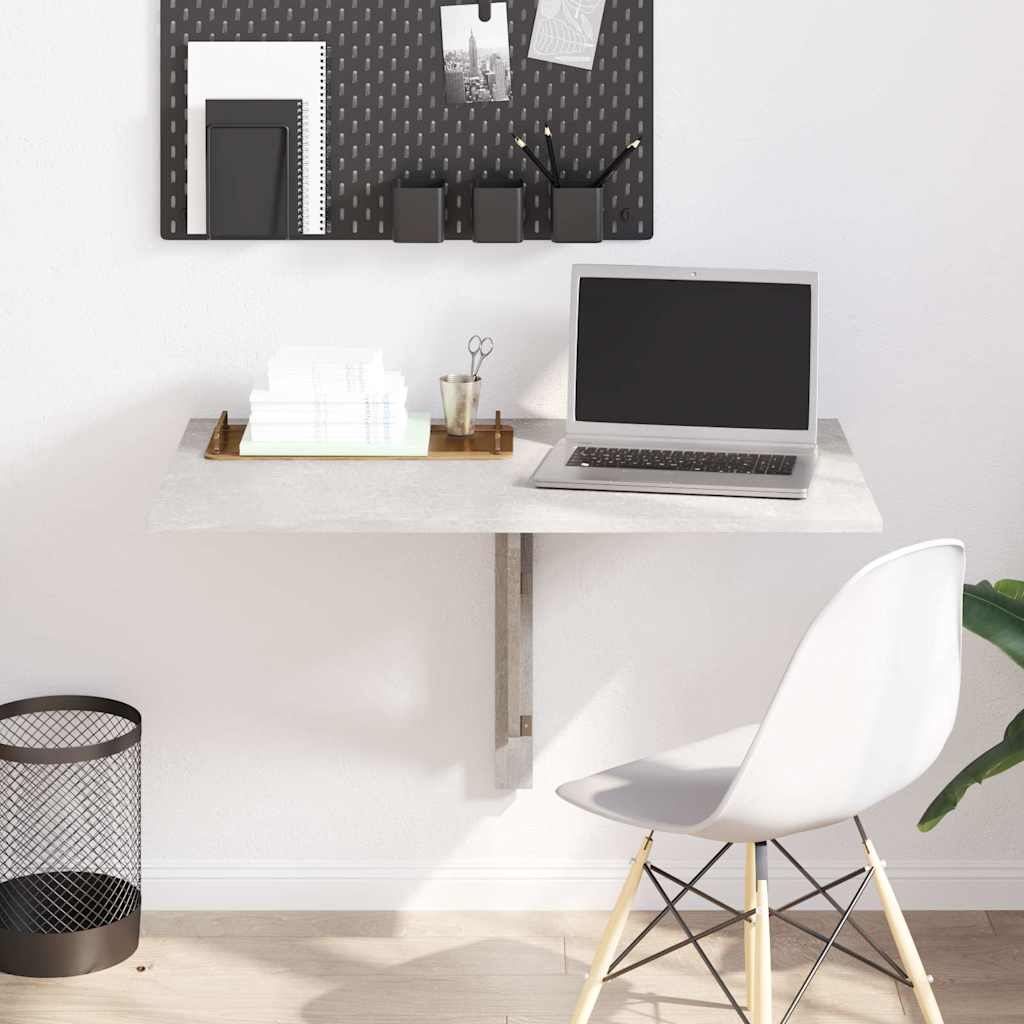 væghængt klapbord 100x60x56 cm konstrueret træ betongrå