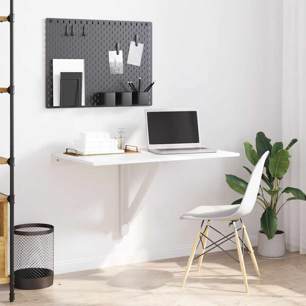 væghængt klapbord 100x60x56 cm konstrueret træ hvid højglans