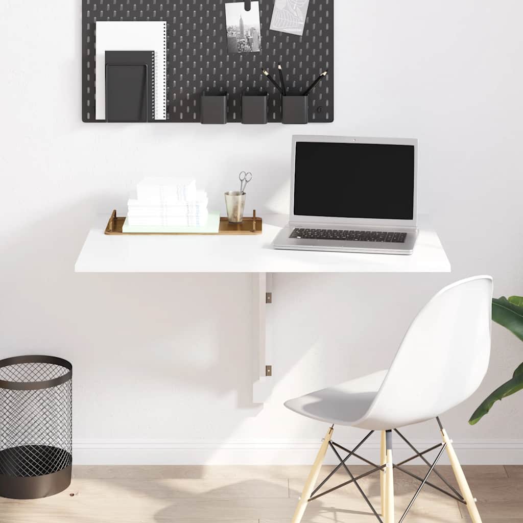 væghængt klapbord 100x60x56 cm konstrueret træ hvid højglans