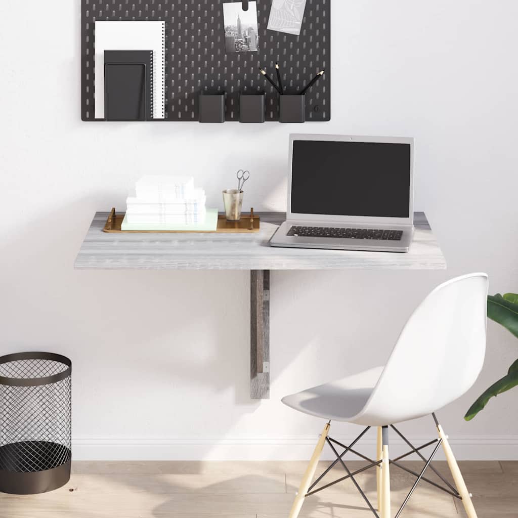 væghængt klapbord 100x60x56 cm konstrueret træ grå sonoma-eg