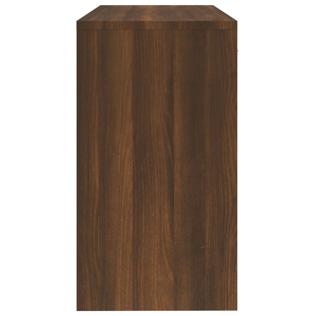 skrivebord med skab 100x40x73 cm konstrueret træ brunt egetræ