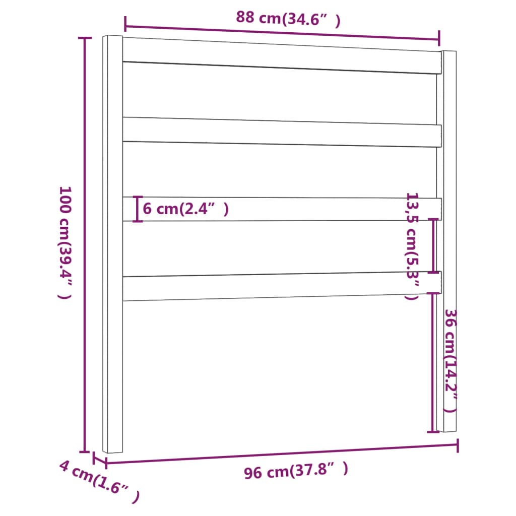 sengegærde 96x4x100 cm massivt fyrretræ grå