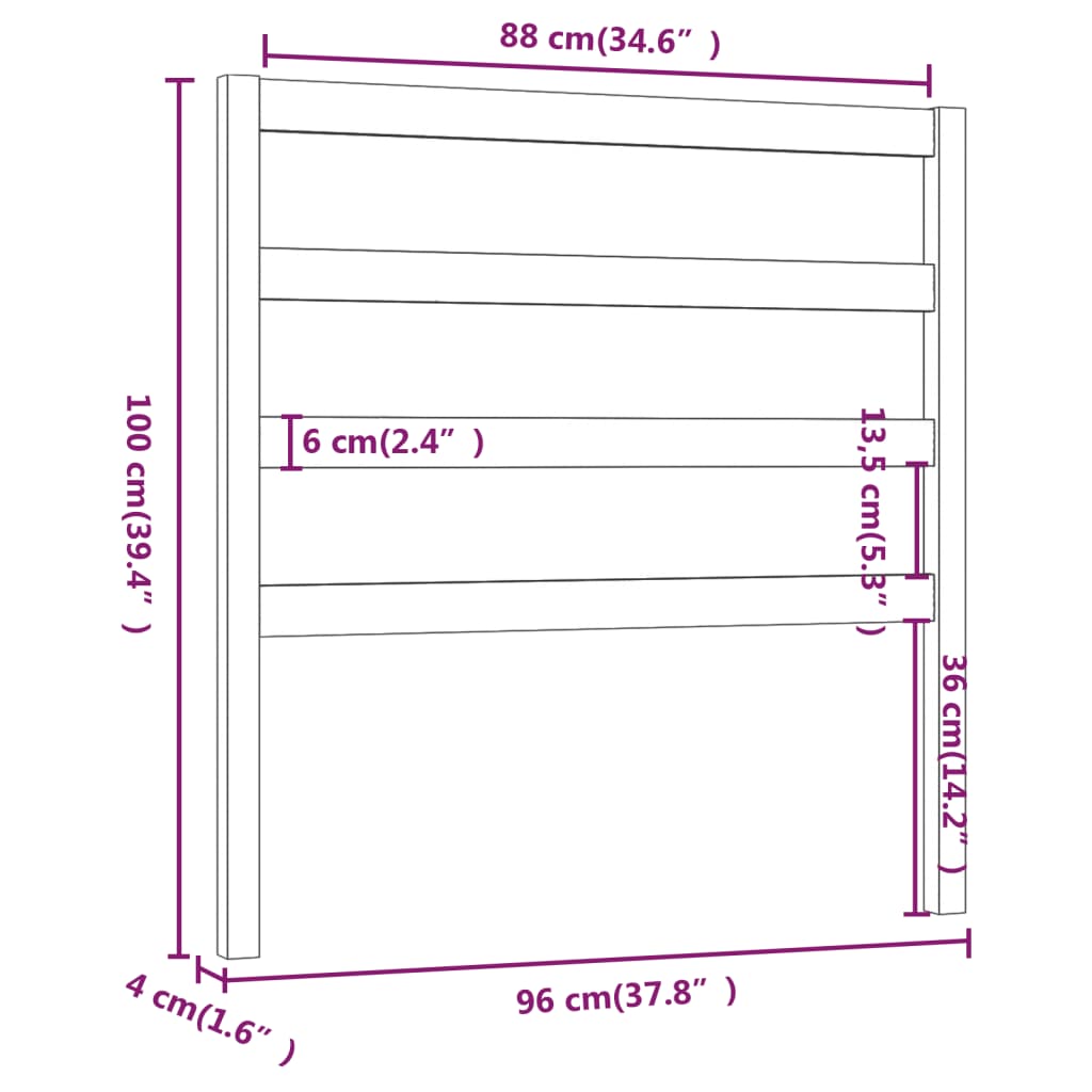sengegærde 96x4x100 cm massivt fyrretræ sort
