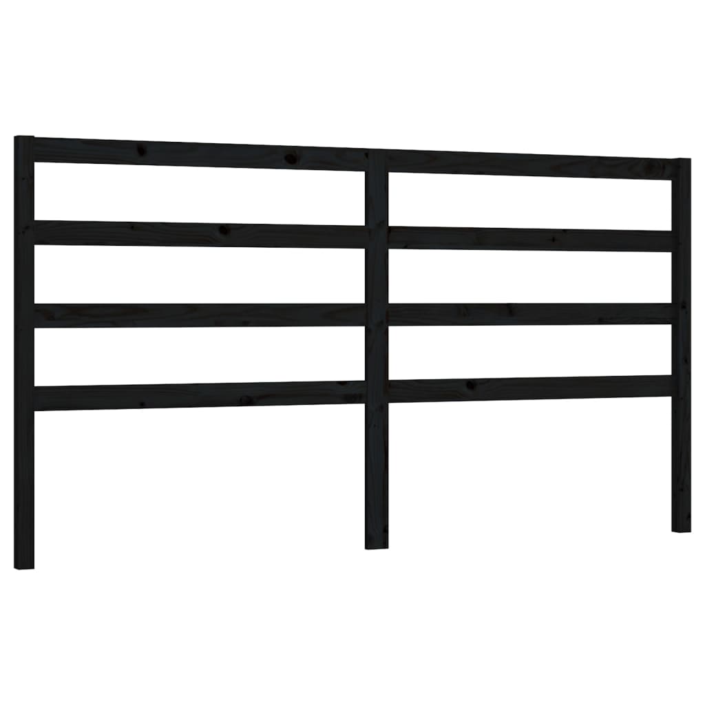 sengegærde 206x4x100 cm massivt fyrretræ sort