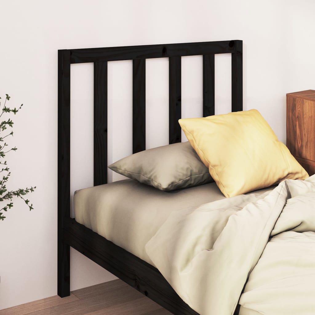 sengegærde 81x4x100 cm massivt fyrretræ sort