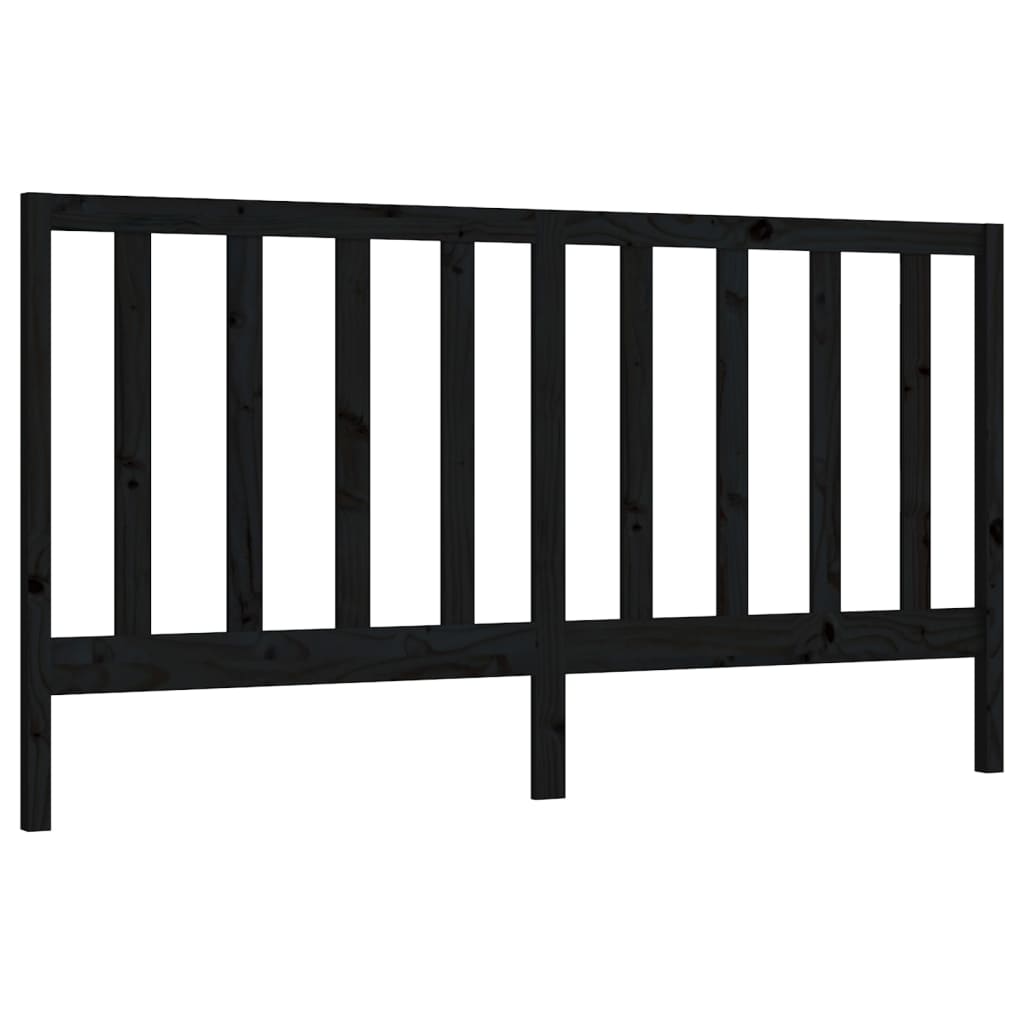 sengegærde 206x4x100 cm massivt fyrretræ sort