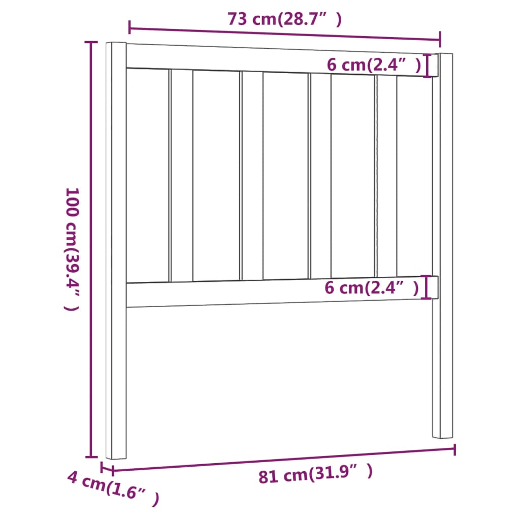 sengegærde 81x4x100 cm massivt fyrretræ hvid