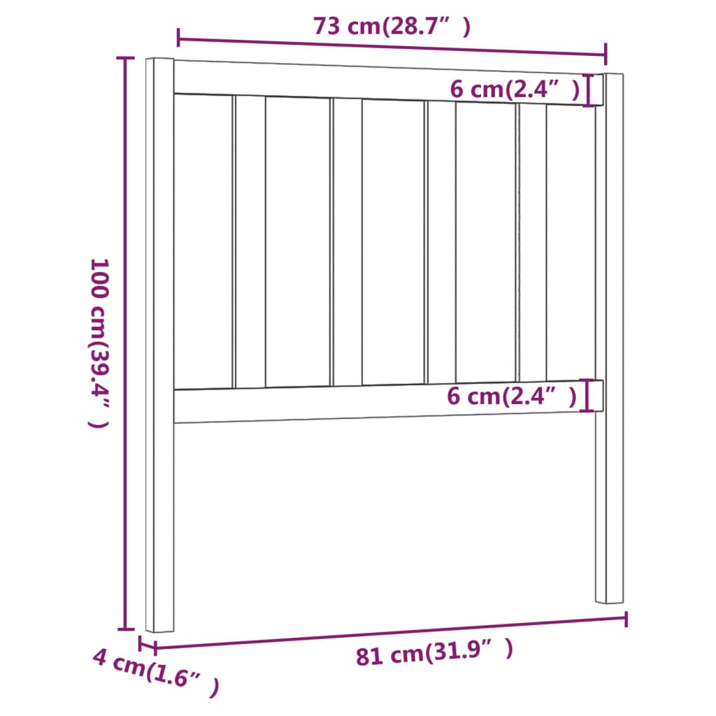 sengegærde 81x4x100 cm massivt fyrretræ sort