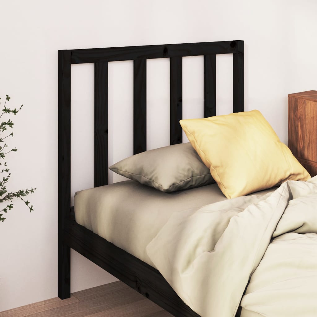 sengegærde 81x4x100 cm massivt fyrretræ sort