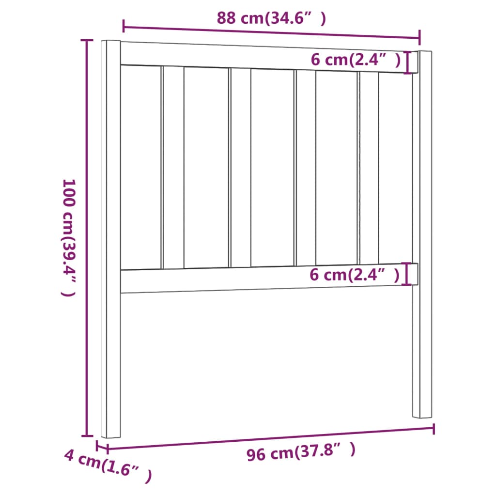 sengegærde 96x4x100 cm massivt fyrretræ grå