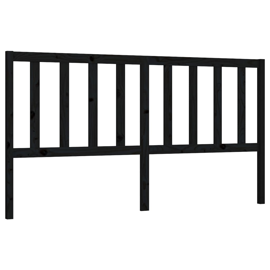 sengegærde 206x4x100 cm massivt fyrretræ sort