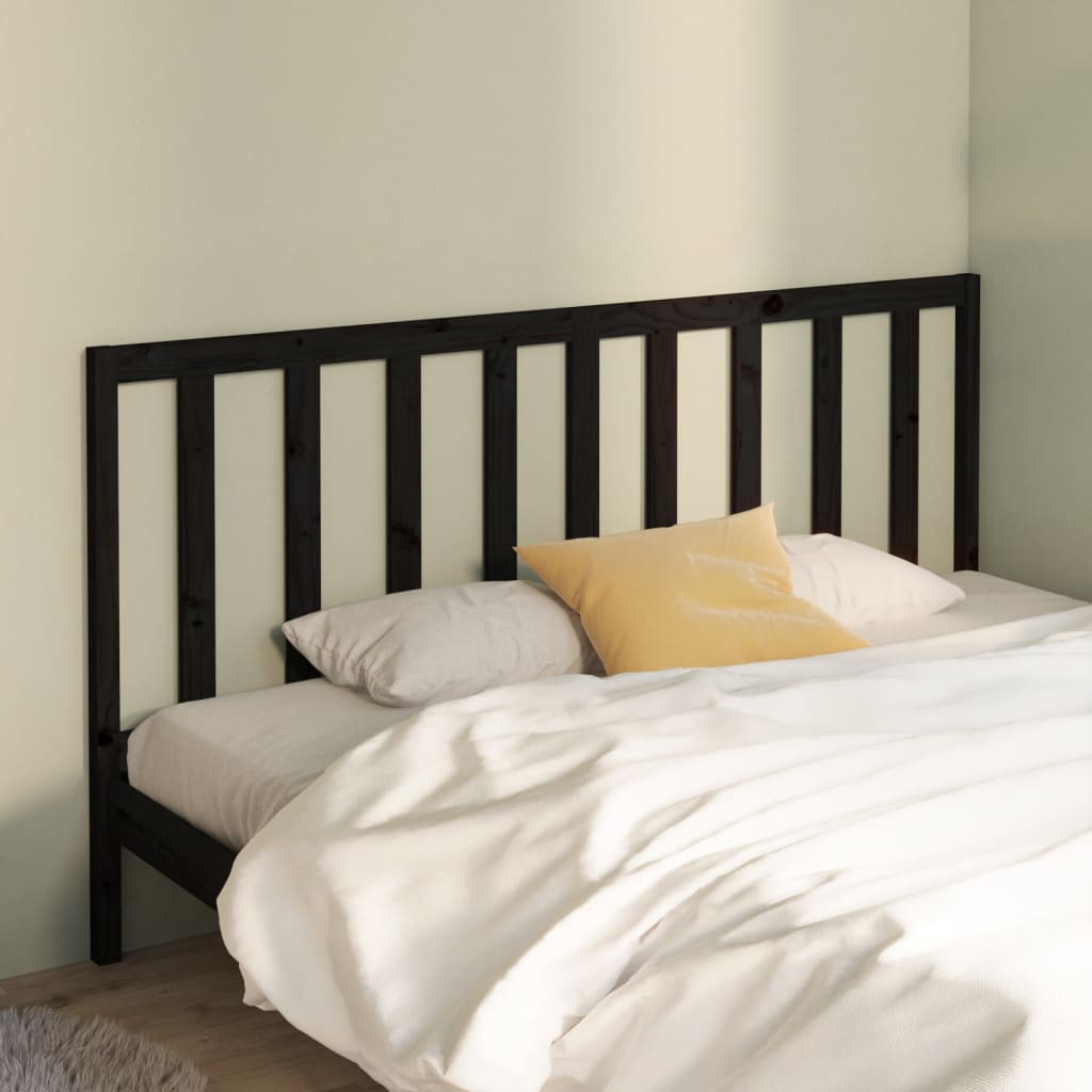 sengegærde 206x4x100 cm massivt fyrretræ sort