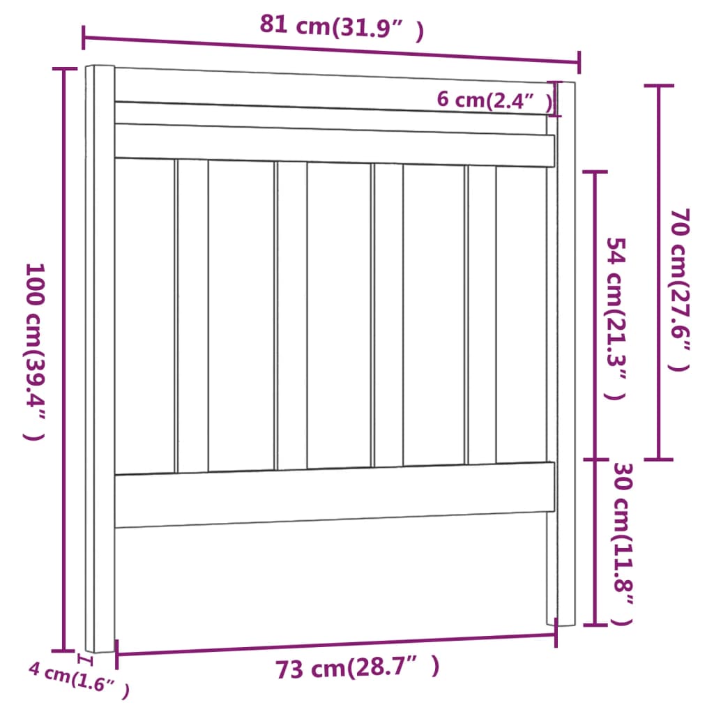 sengegærde 81x4x100 cm massivt fyrretræ grå