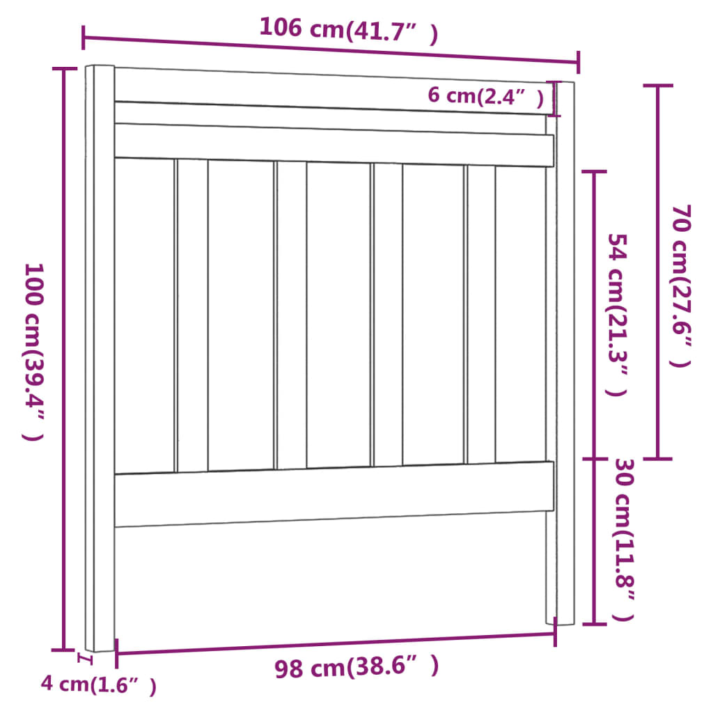 sengegærde 106x4x100 cm massivt fyrretræ grå