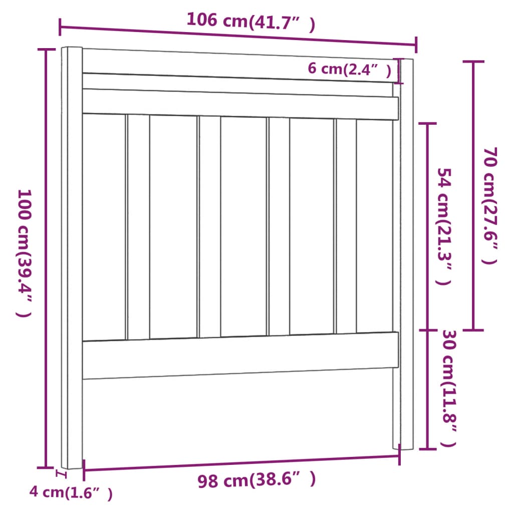 sengegærde 106x4x100 cm massivt fyrretræ gyldenbrun