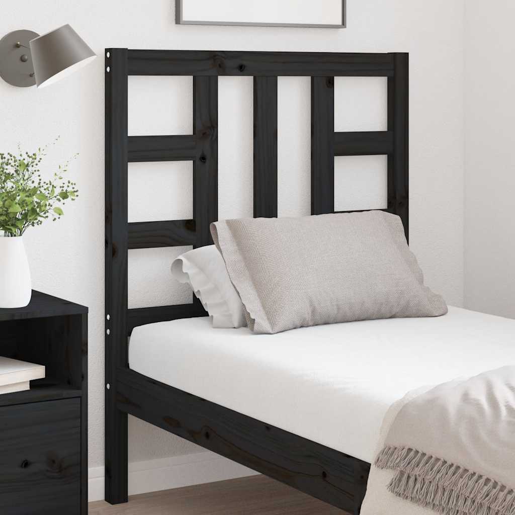 sengegærde 81x4x100 cm massivt fyrretræ sort