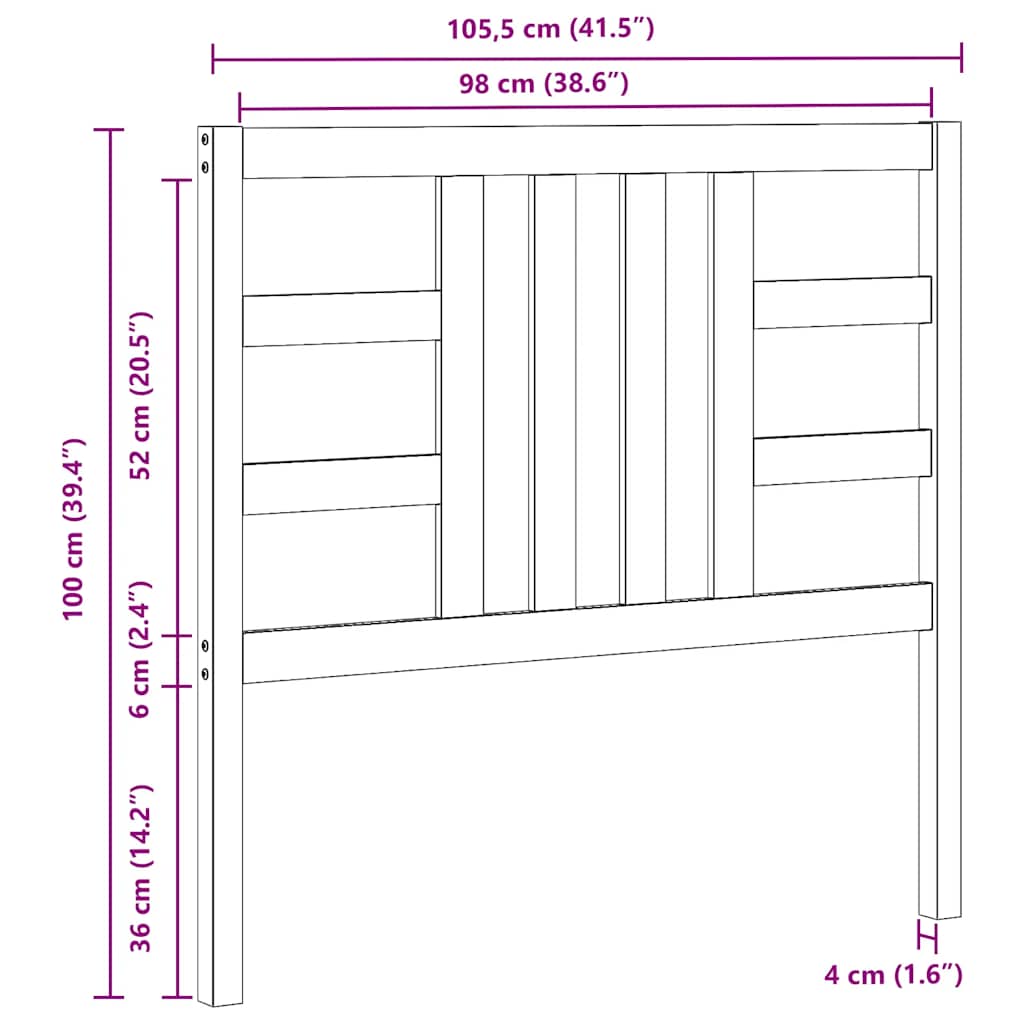 sengegærde 106x4x100 cm massivt fyrretræ grå