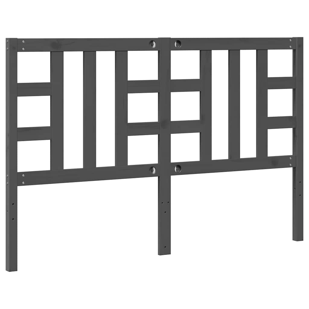 sengegærde 146x4x100 cm massivt fyrretræ grå