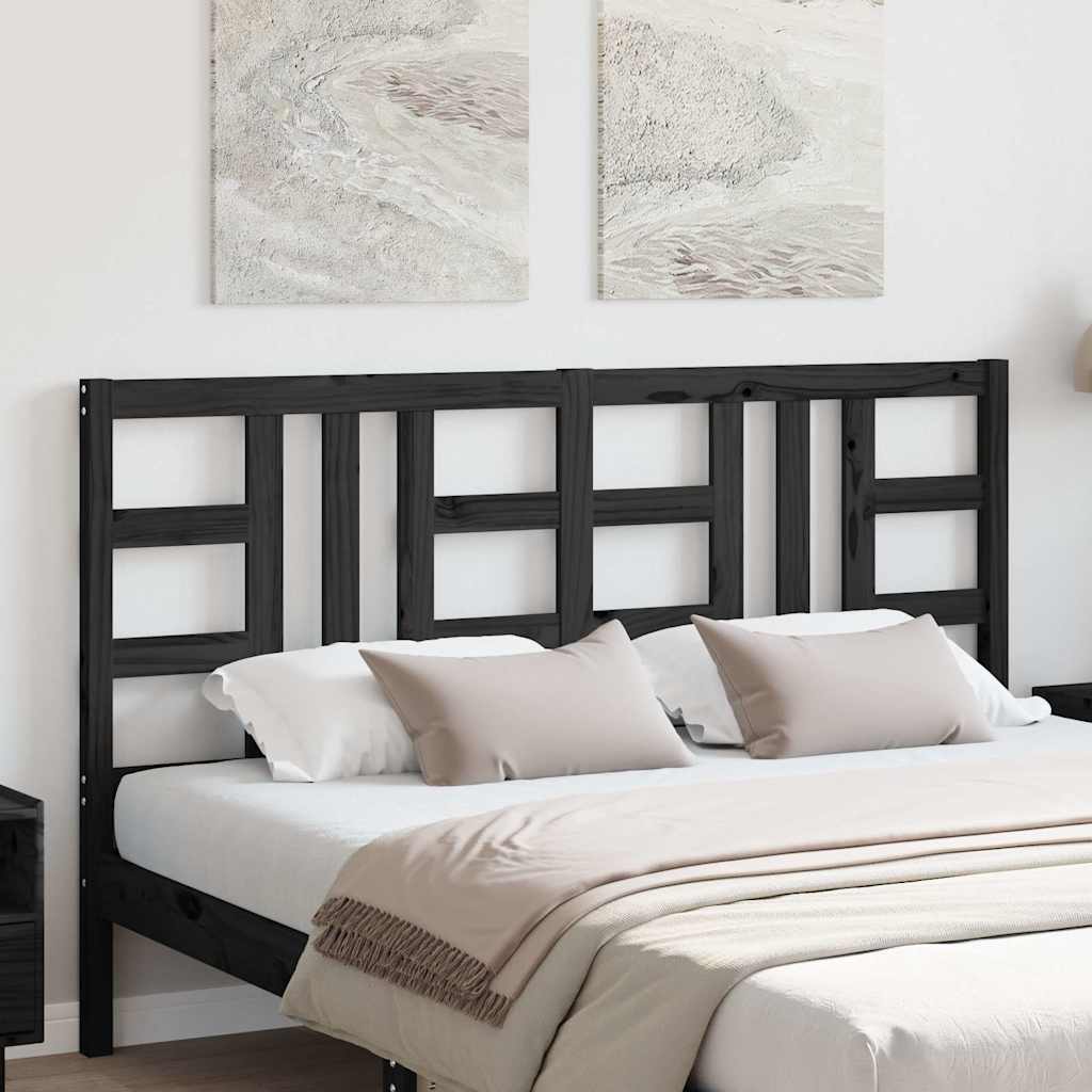 sengegærde 146x4x100 cm massivt fyrretræ sort