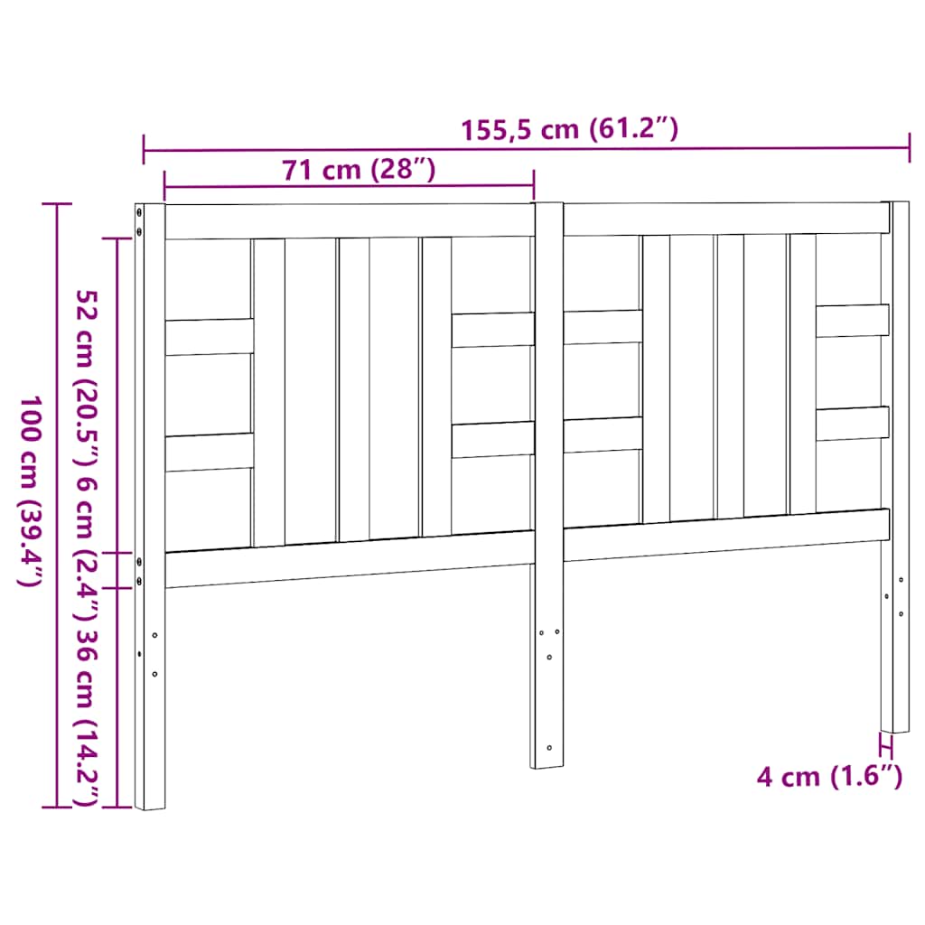 sengegærde 156x4x100 cm massivt fyrretræ gyldenbrun