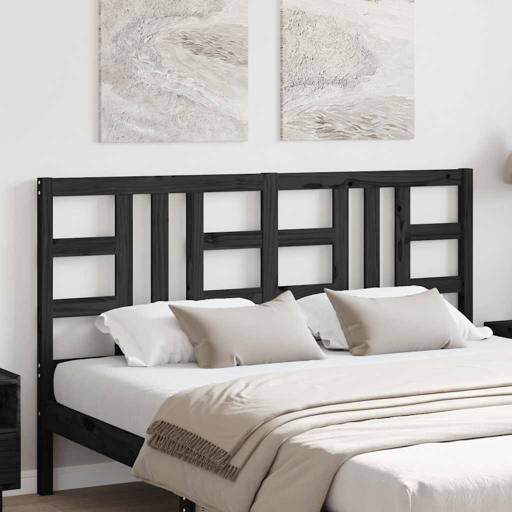 sengegærde 166x4x100 cm massivt fyrretræ sort