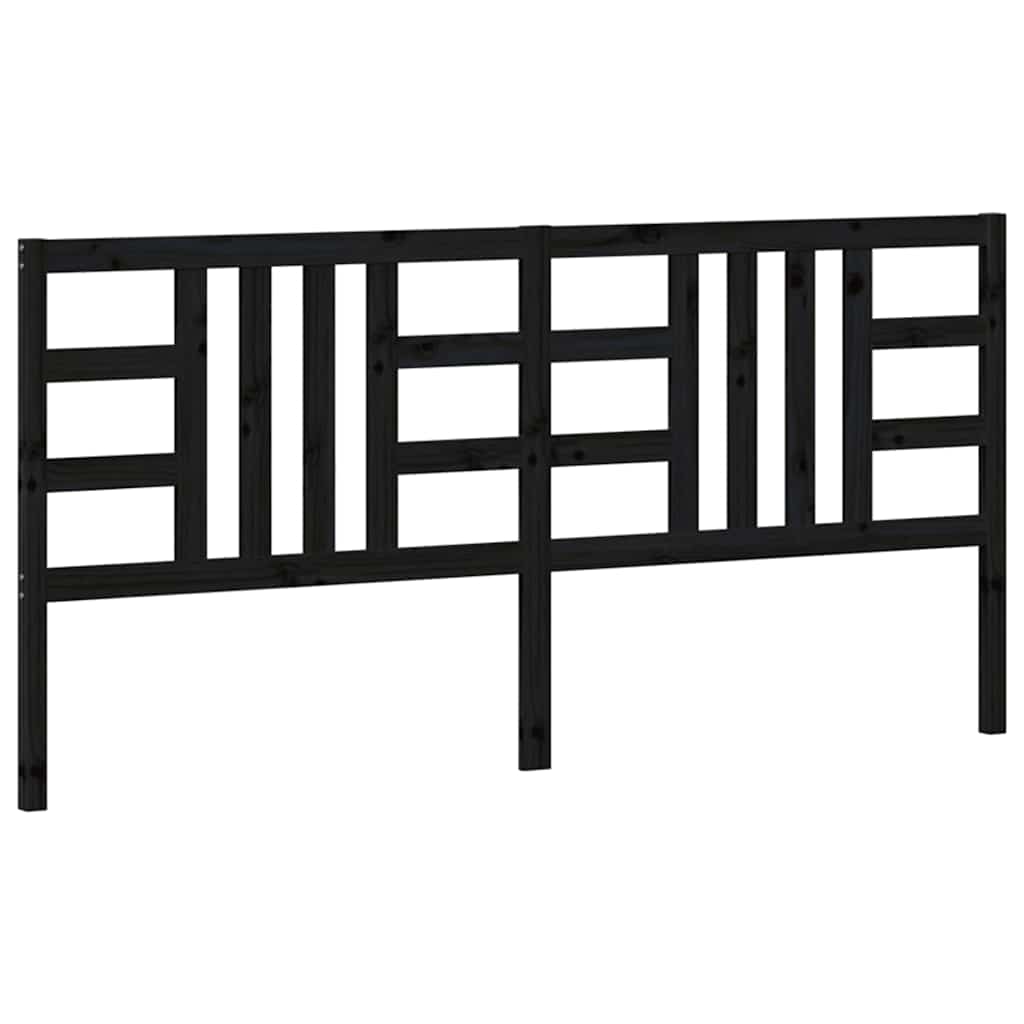 sengegærde 206x4x100 cm massivt fyrretræ sort