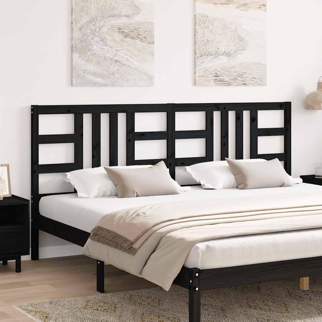 sengegærde 206x4x100 cm massivt fyrretræ sort