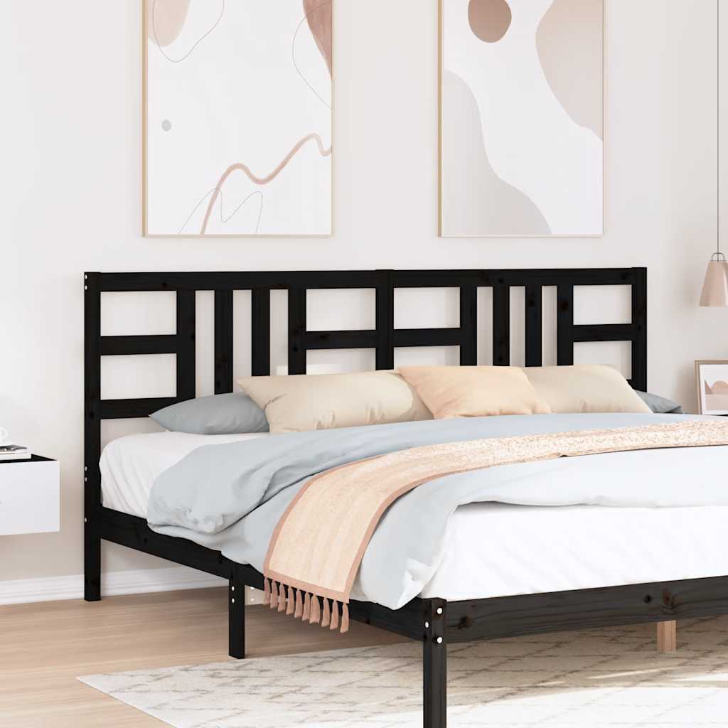 sengegærde 206x4x100 cm massivt fyrretræ sort