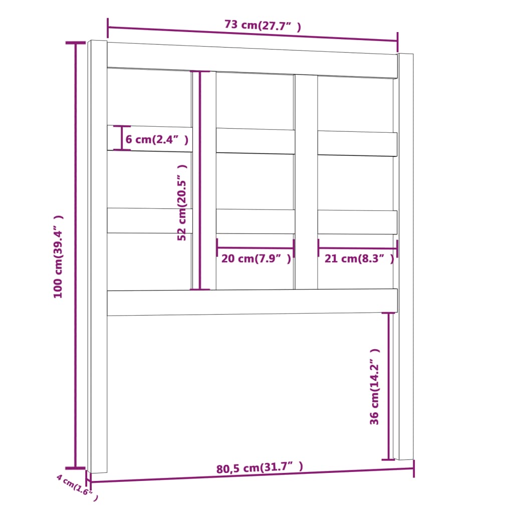 sengegærde 80,5x4x100 cm massivt fyrretræ sort