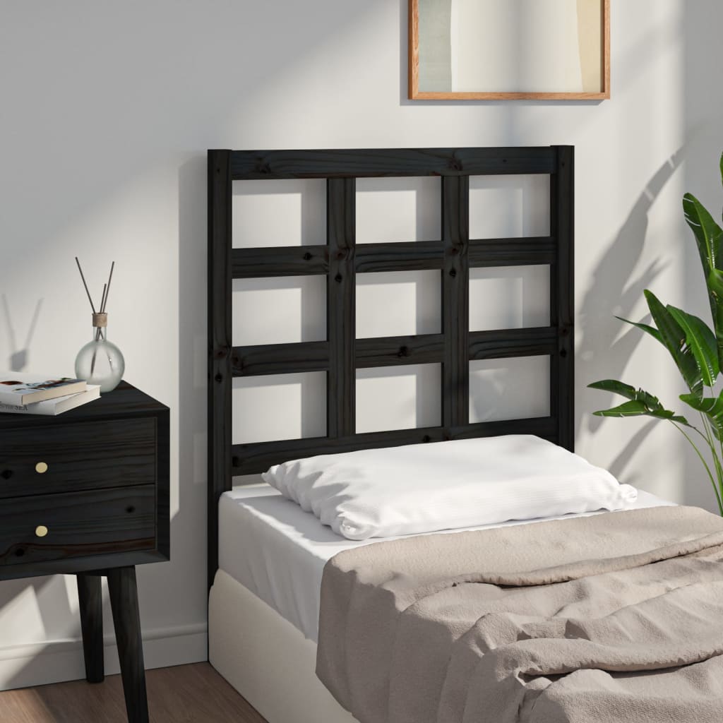 sengegærde 80,5x4x100 cm massivt fyrretræ sort